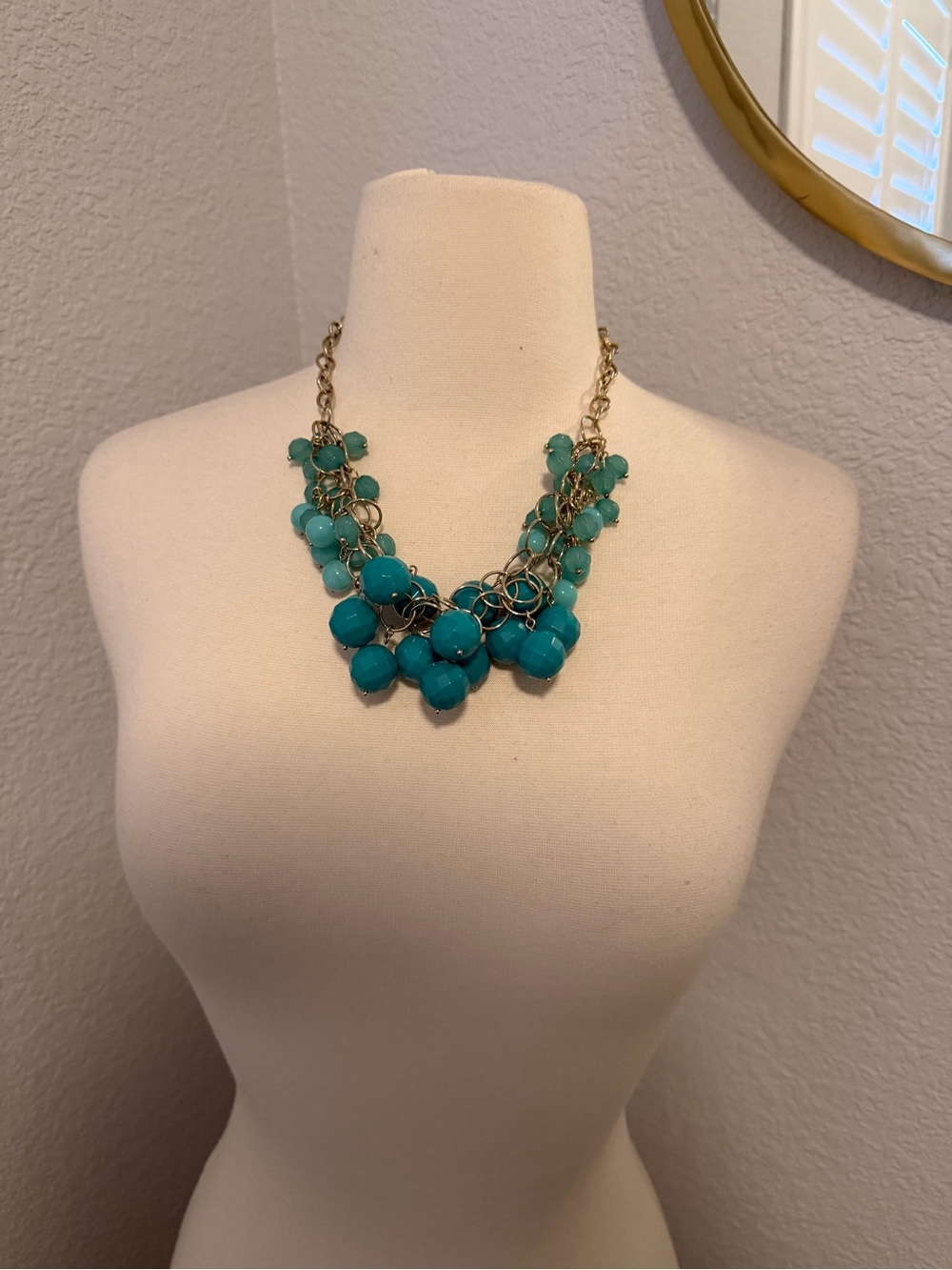 Turquoise Beaded Cluster Necklace